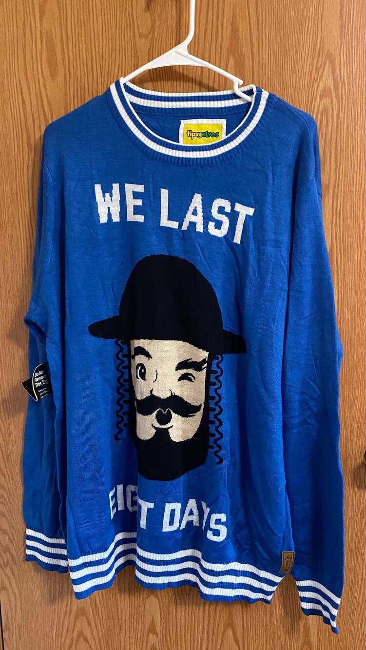Tipsy Elves We Last 8 Days Sweater Size XXL Blue Hanukkah Ugly